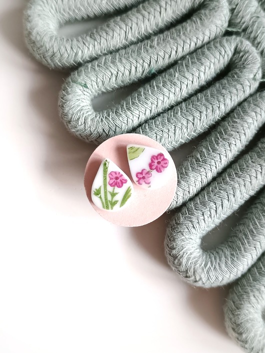 Kolczyki ceramiczne w kwiaty