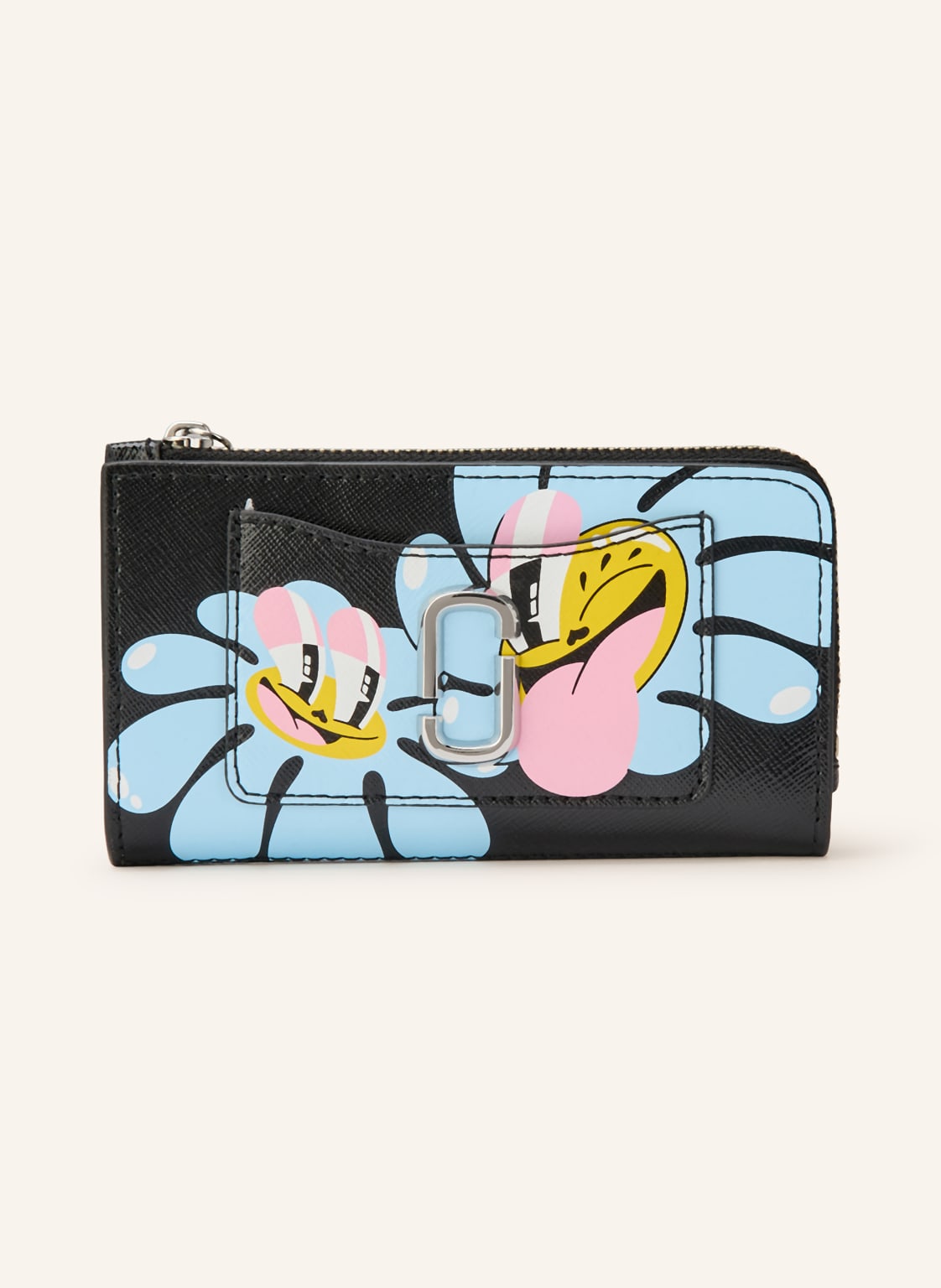 Marc Jacobs Portfel The Medium Flat Wallet Flower Faces schwarz
