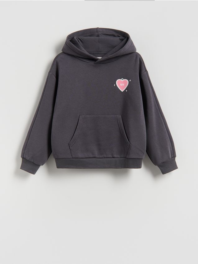 Reserved - Bluza z nadrukiem na plecach - ciemnoszary