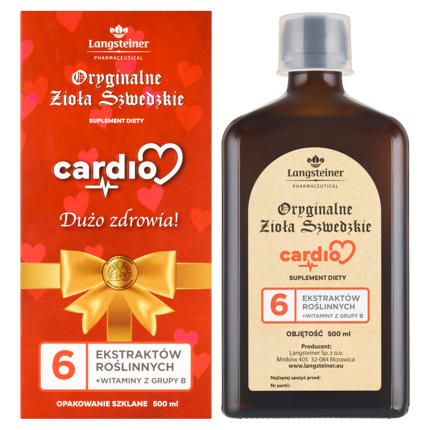 Langsteiner Oryginalne Zioła Szwedzkie Cardio, 500 ml