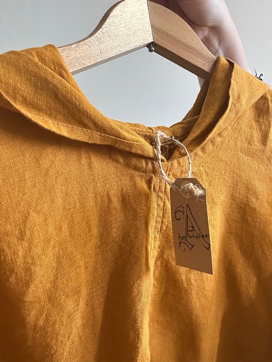 Tunika lniana żółta musztardowa z kapturem