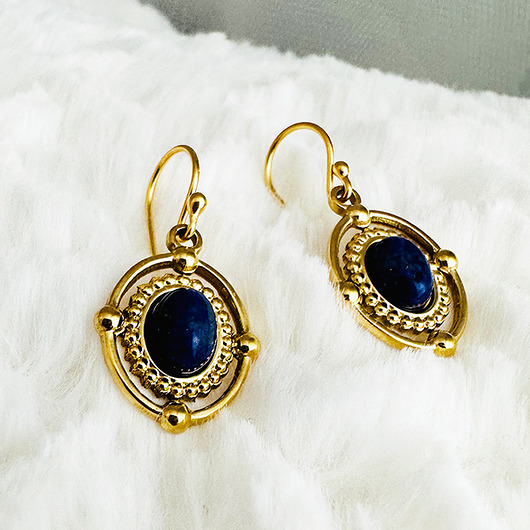 Kolczyki z lapis lazuli, granatowe kolczyki stal szlachetna