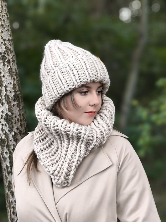 Wełniana czapka zimowa peruvian WOOLY jasny beż