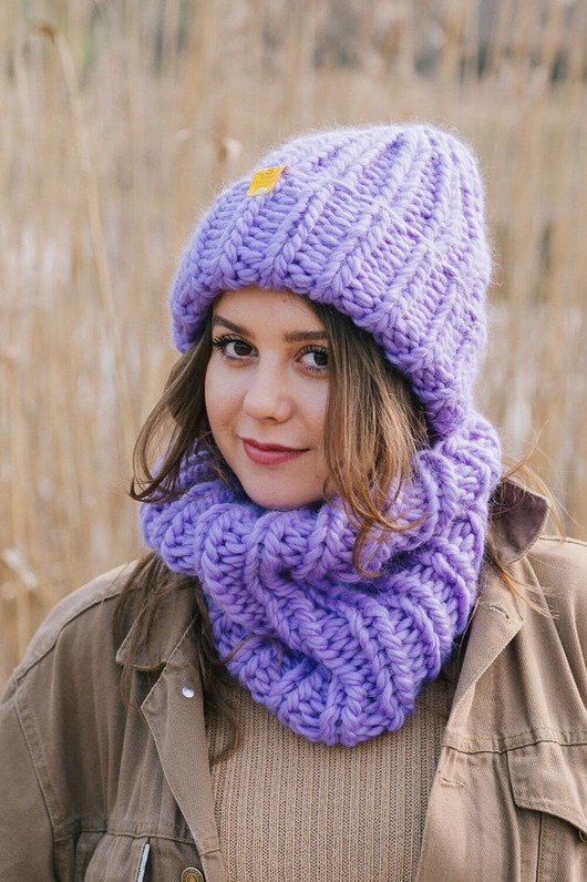 Wełniana czapka zimowa peruvian WOOLY fiolet