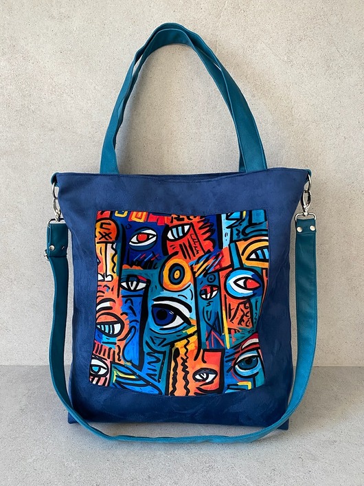 Duża torba na ramię - print Kubizm