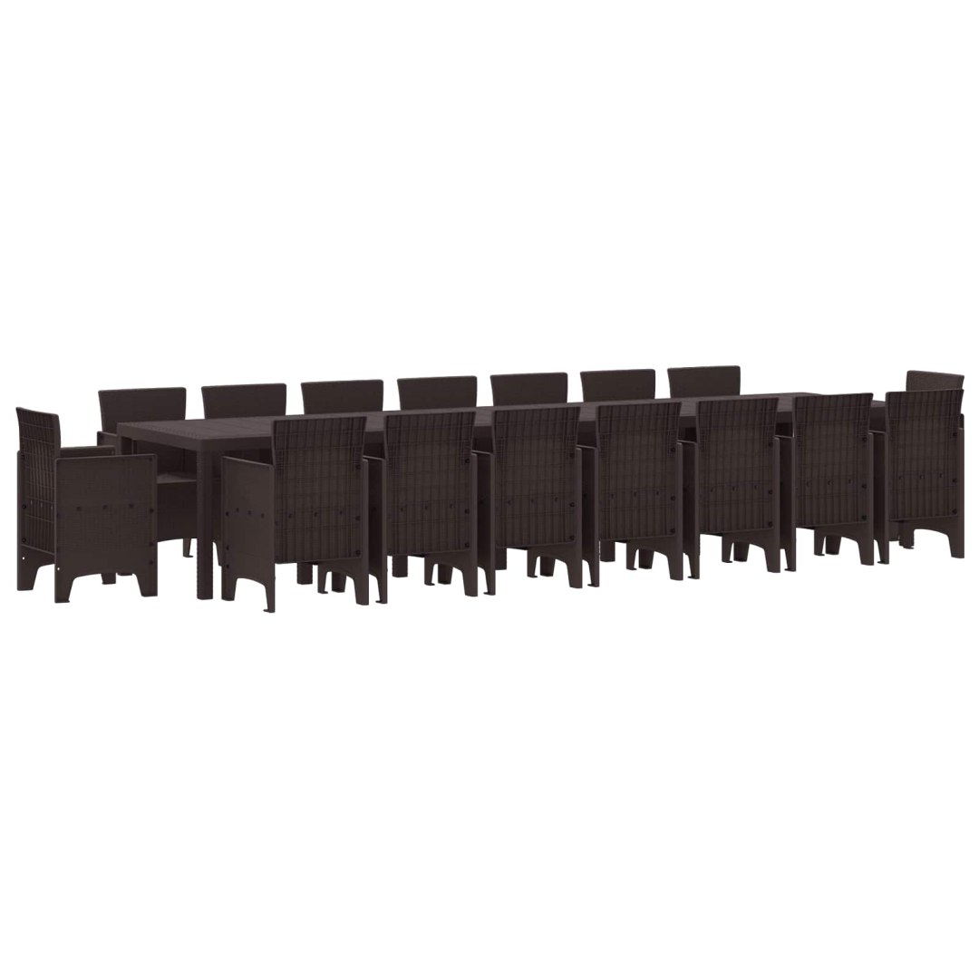 VidaXL Zestaw do jadalni ogrodowej z poduszkami 17 pcs Brązowy PP 3378657
