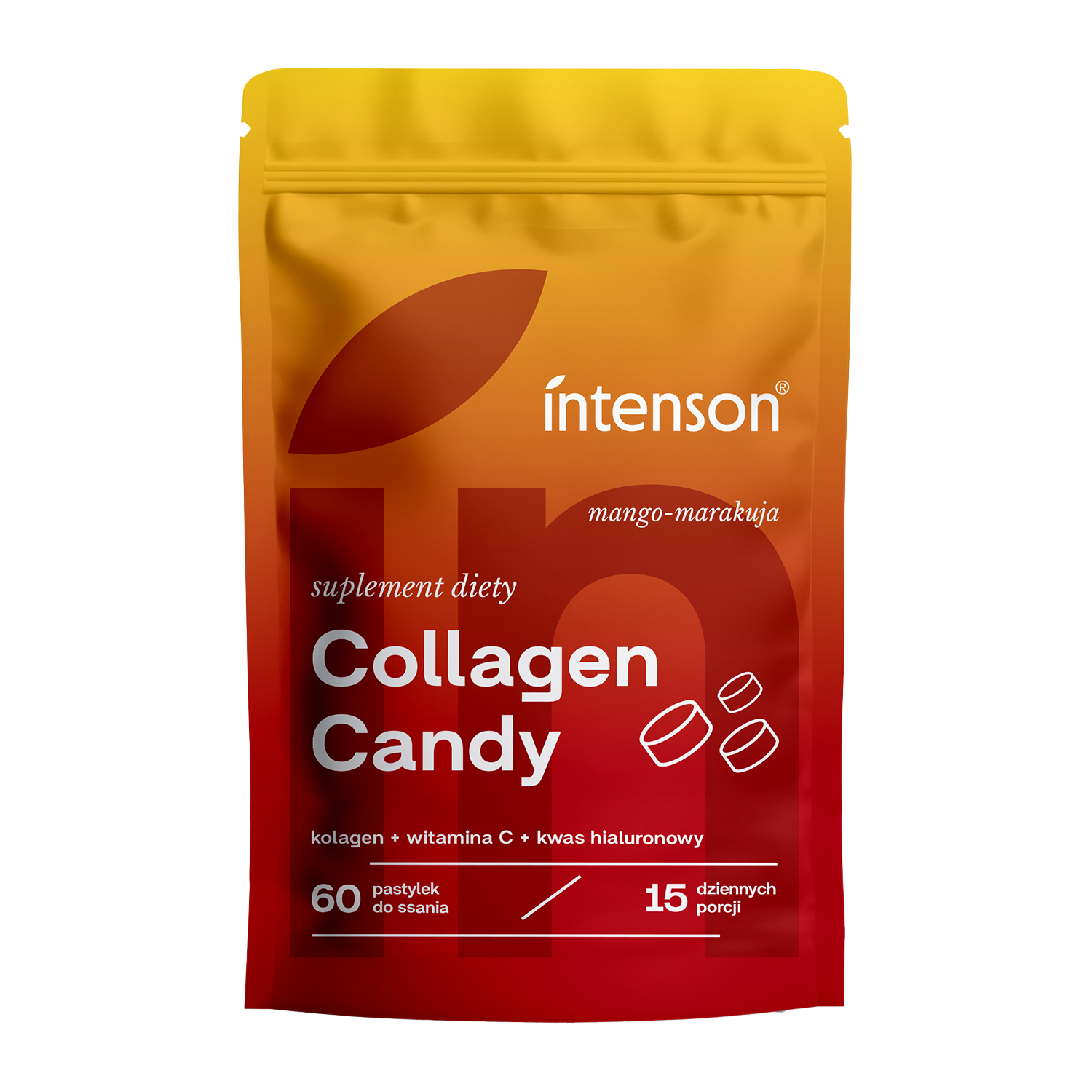 Intenson Collagen Candy, smak mango-marakuja, 60 pastylek do ssania