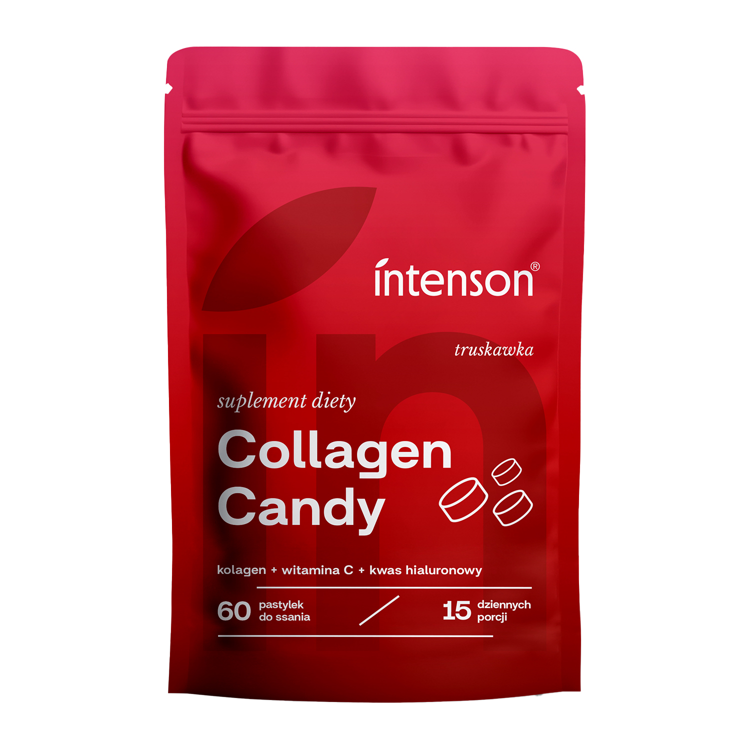 Intenson Collagen Candy, smak truskawkowy, 60 pastylek do ssania