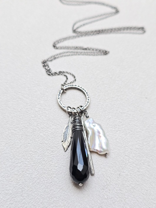 Wisior Kropla Atramentu z Perłą