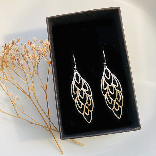 Długie Eleganckie ażurowe kolczyki srebro