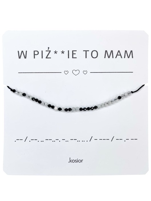 Bransoletka z alfabetem Morse Księżycowy, Agat