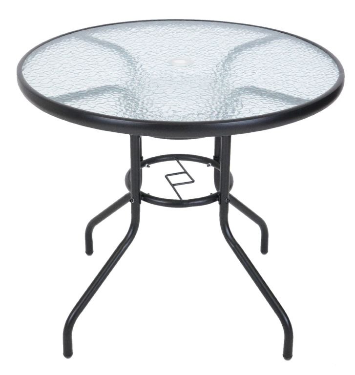 ZWMT Stół ogrodowy 80 cm metalowy ze szklanym blatem R103682