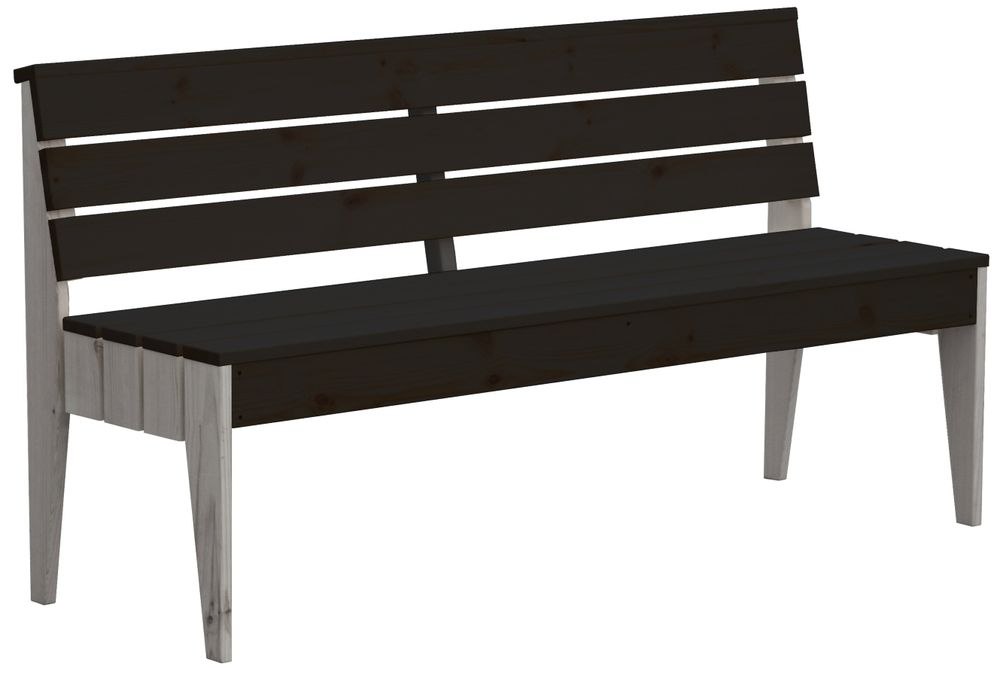 POOL Ławka drewniana 150 x 50 x 76 cm, czarna/szara R100061