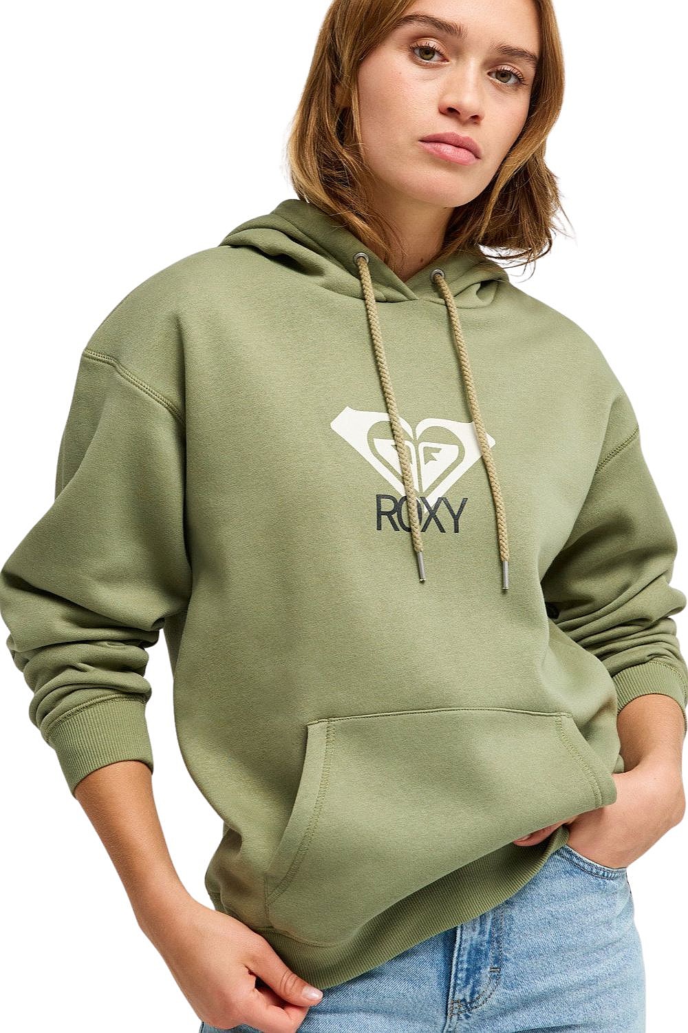 bluza damska ROXY Surf Stoked Hoodie Brushed Art GLD0/Oil Green