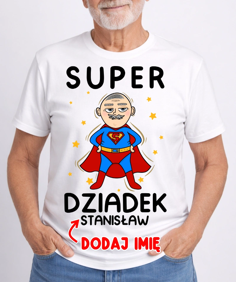 KOSZULKA DLA DZIADKA SUPER DZIADEK Z IMIENIEM