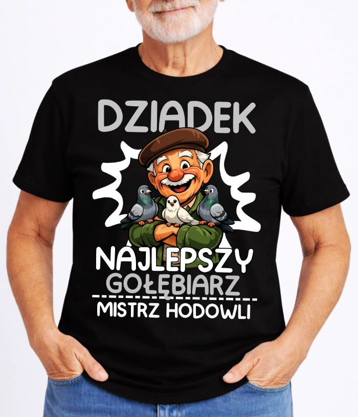 CZARNA KOSZULKA DLA DZIADKA ''DZIADEK NAJLEPSZY GOŁEBIARZ''