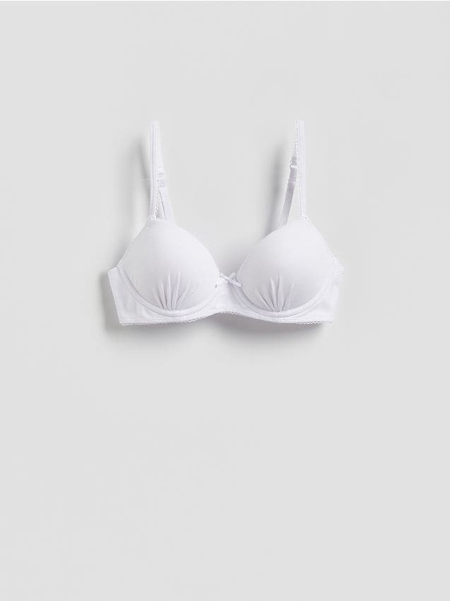 Reserved - Bawełniany biustonosz - biały