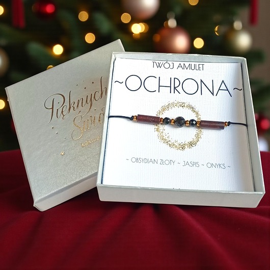 WYSYŁKA 24h - OCHRONA - świąteczne pudełko - obsydian, jaspis, onyks