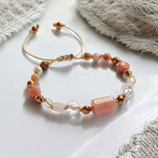 RADOŚĆ ŻYCIA - amulet - k. słoneczny, opal, k.górski, cytryn, k. różowy