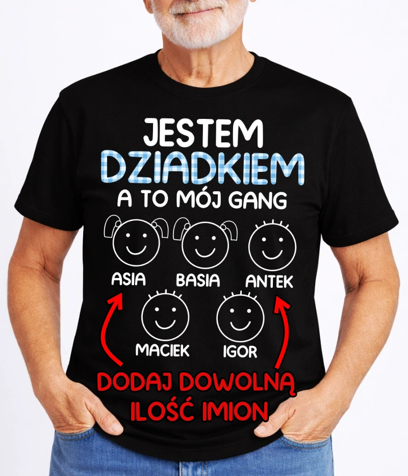 CZARNA KOSZULKA DLA DZIADKA ''JESTEM DZIADKIEM A TO MÓJ GANG''