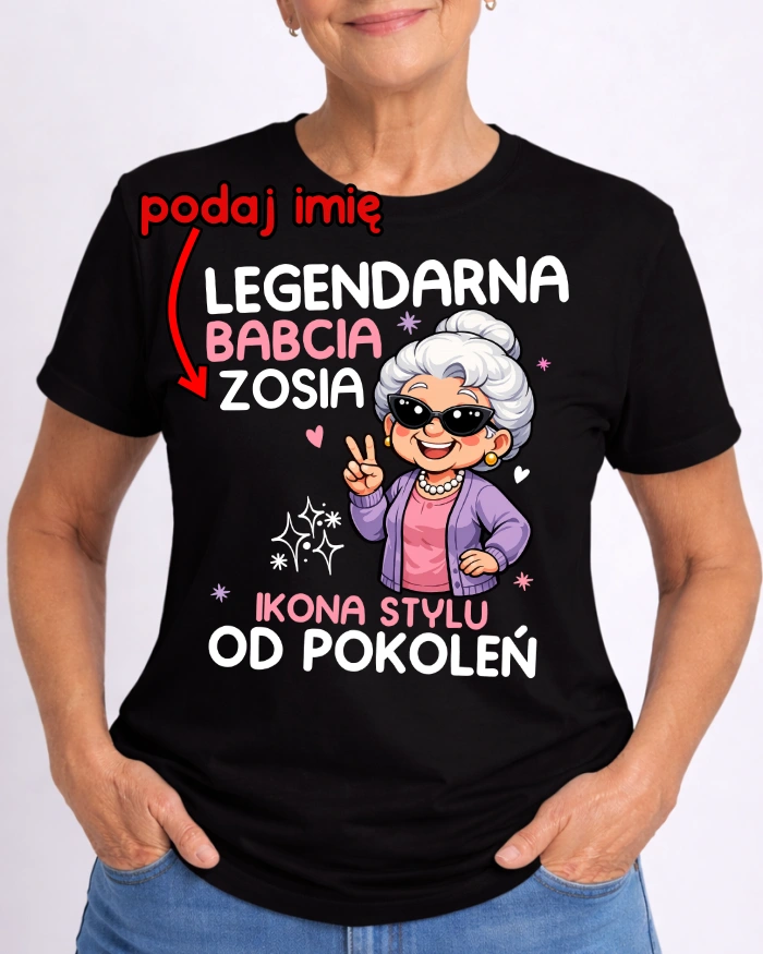 CZARNA KOSZULKA DLA BABCI ''LEGENDARNA BABCIA IKONA STYLU''