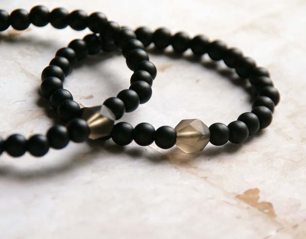 WYSYŁKA 24h - KOMPLET dla PARY : kwarc dymny, onyks.