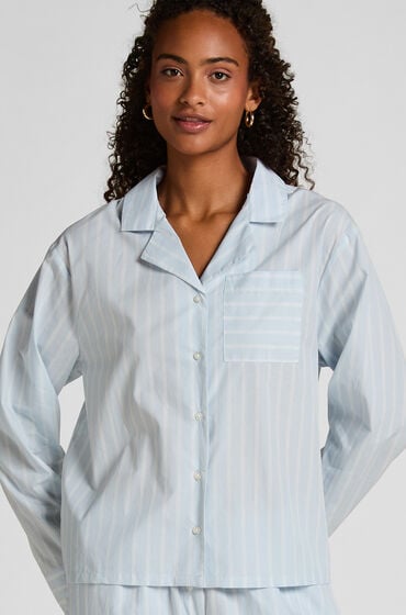 Hunkemöller Tkana bluza bawełniana w paski Niebieski