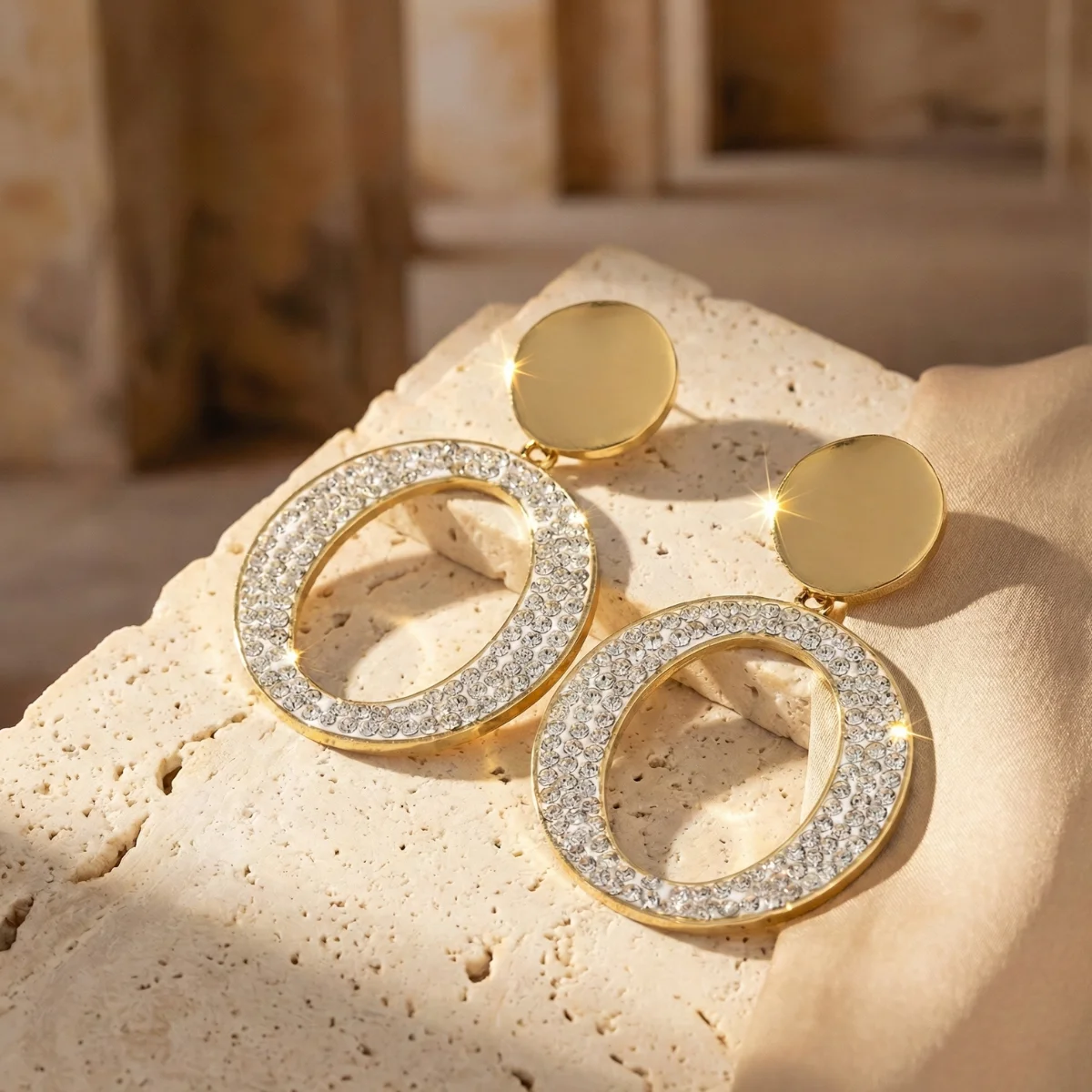 Kolczyki CRYSTAL HALO - GOLDEN DISC