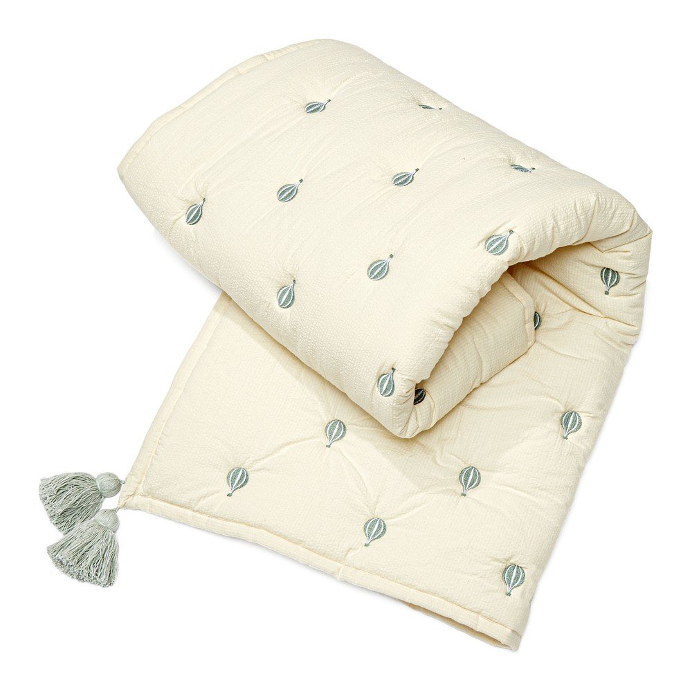 Jasnożółto-niebieski pikowany koc dziecięcy z bawełny organicznej 90x120 cm Balloon – Cam Cam Copenhagen