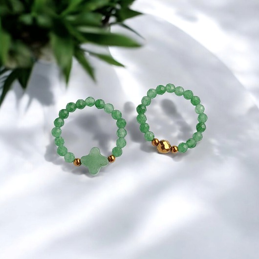 WYSYŁKA 24h : Zestaw pierścionków : marokańska koniczynka, awenturyn