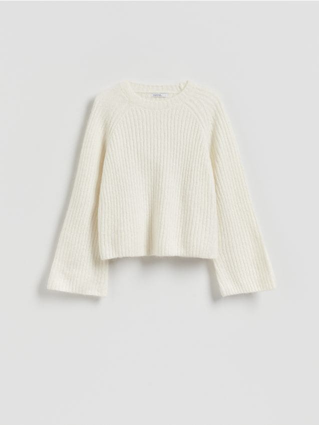 Reserved - Sweter z wełną i moherem - złamana biel