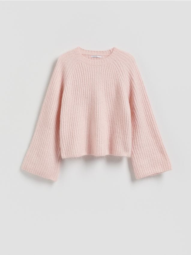 Reserved - Sweter z wełną i moherem - pastelowy róż