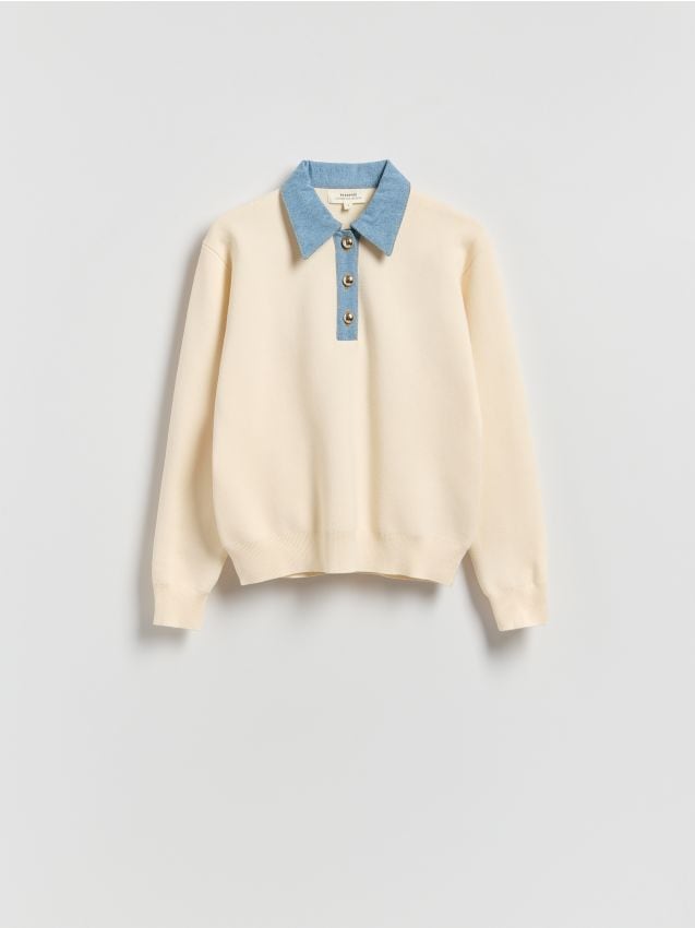 Reserved - Sweter z wiskozą - złamana biel