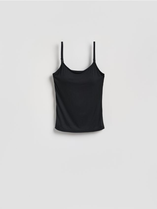 Reserved - Gładki top z wiskozy - czarny