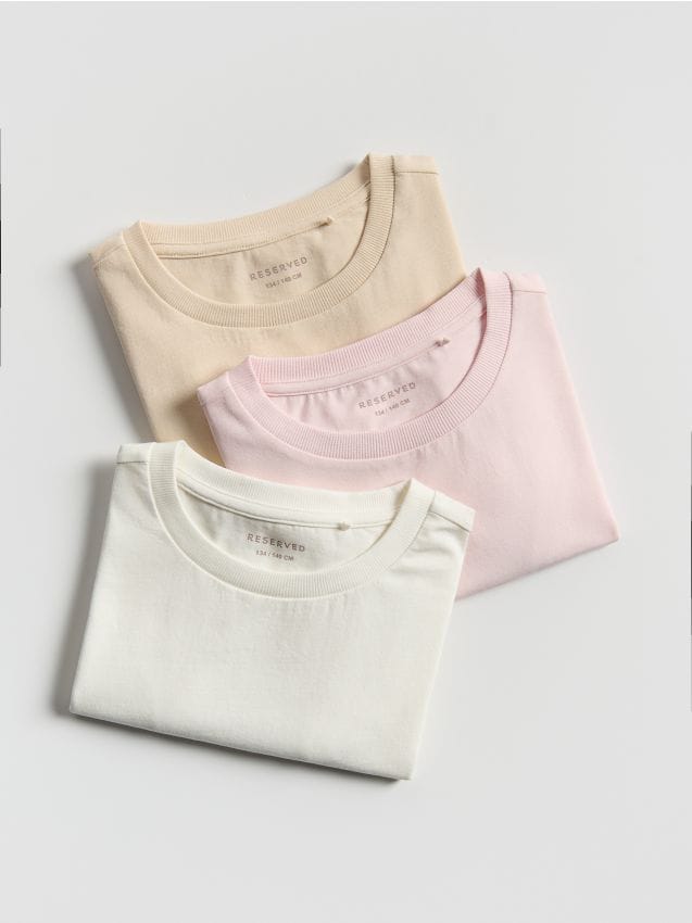 Reserved - Bawełniany t-shirt 3 pack - wielobarwny