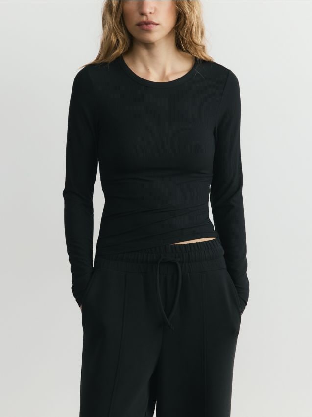 Reserved - Longsleeve z modalem - czarny