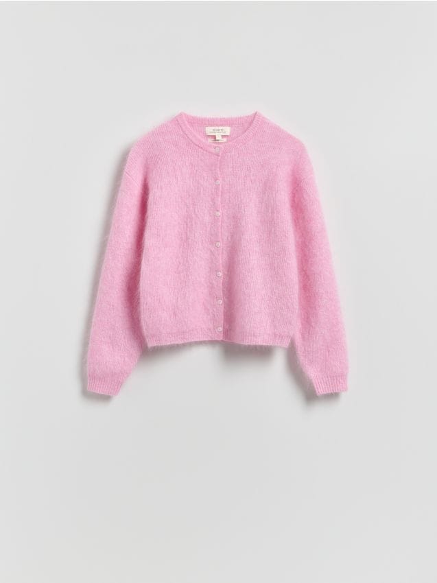 Reserved - Kardigan z wełną i moherem - różowy