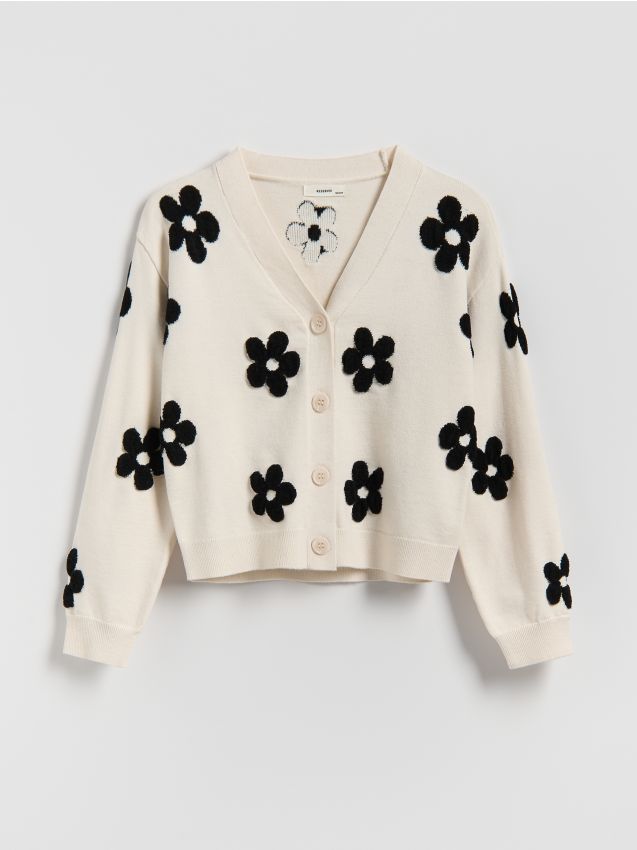 Reserved - Wzorzysty kardigan z wiskozą - wielobarwny