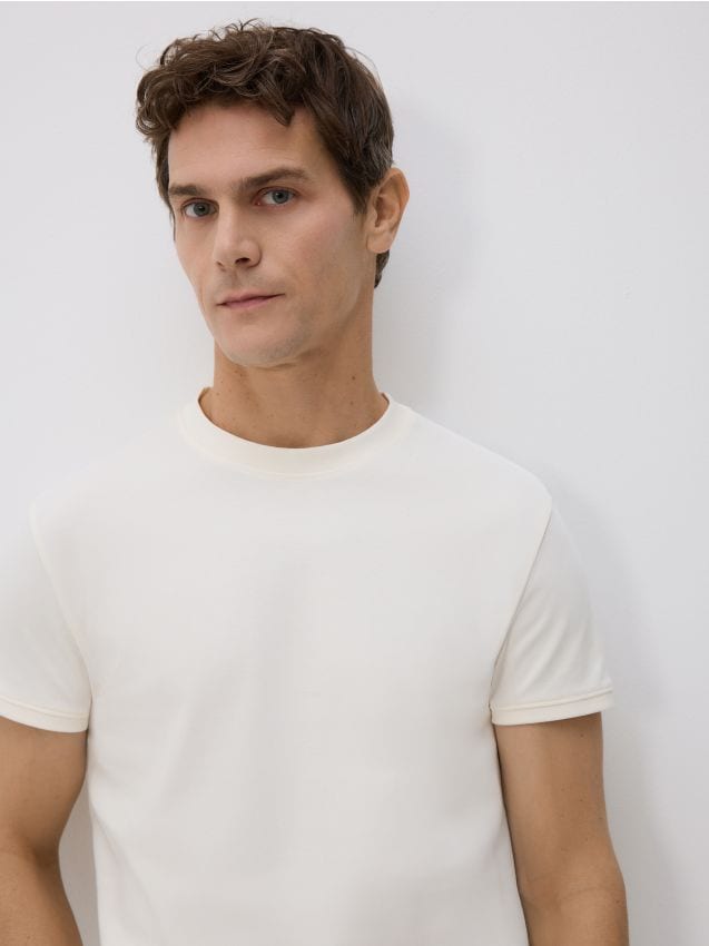 Reserved - T-shirt slim fit - złamana biel