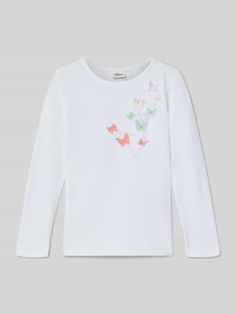 Bluzka z długim rękawem o kroju regular fit z mieszanki bawełny