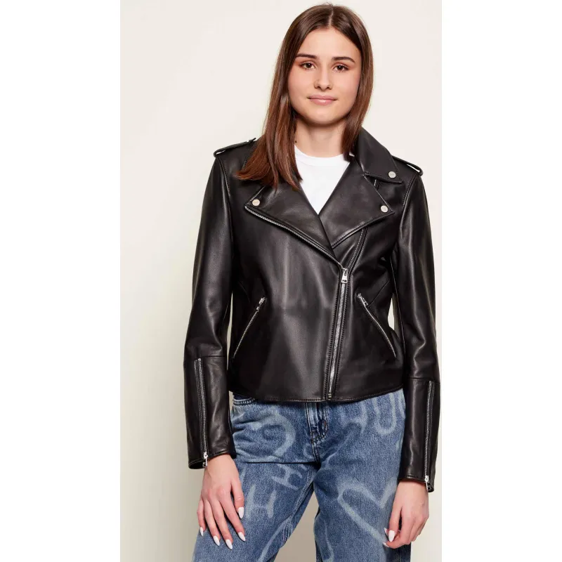 HUGO Skórzana ramoneska Lujana | Regular Fit