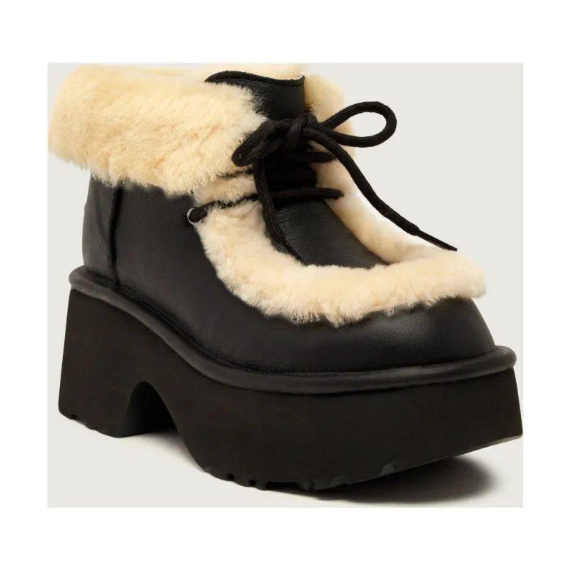 UGG Skórzane botki na platformie W ESMEE shearling z dodatkiem wełny