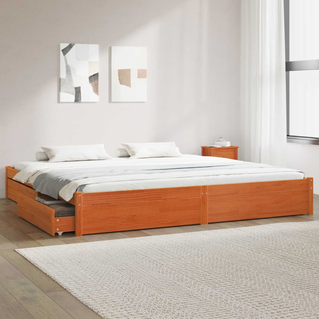 VidaXL Ramka łóżka Woskowy Brąz 180 x 200 cm Lite drewno sosnowe