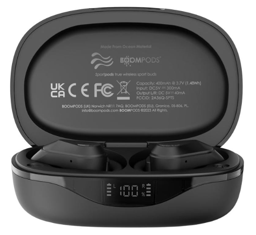 Boompods Sportpods Ocean Zestaw słuchawkowy True Wireless Stereo (TWS) Czarny