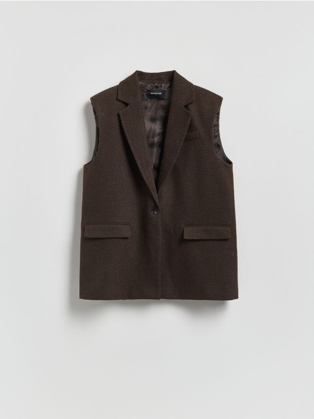 Reserved - Kamizelka z dodatkiem wełny - ciemnobrązowy
