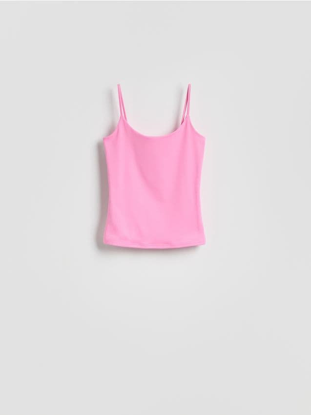 Reserved - Gładki top na ramiączkach - intensywny róż
