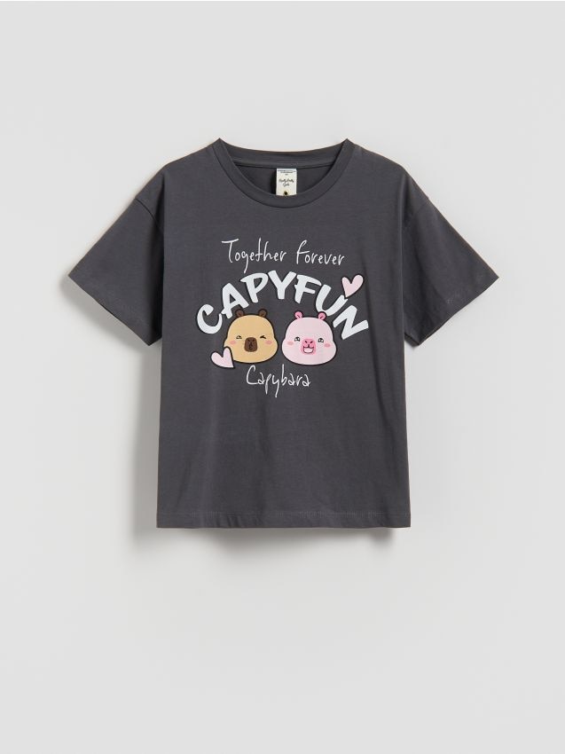 Reserved - T-shirt Kapibara CapyFun - ciemnoszary