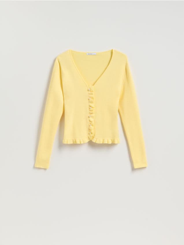 Reserved - Kardigan z wiskozą - jasnożółty