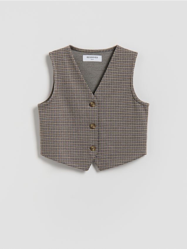 Reserved - Kamizelka garniturowa w kratę - wielobarwny
