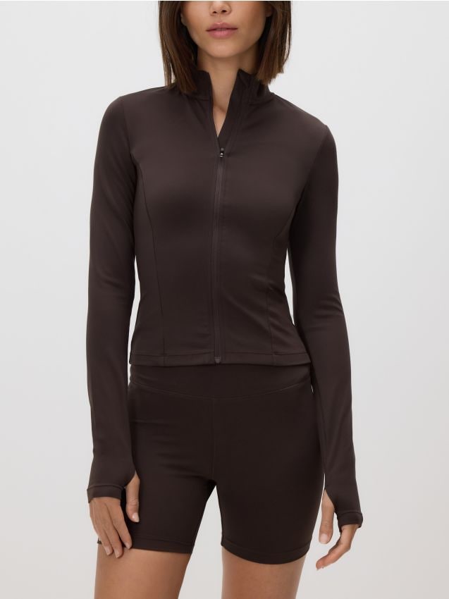 Reserved - Bluza z suwakiem - ciemnobrązowy